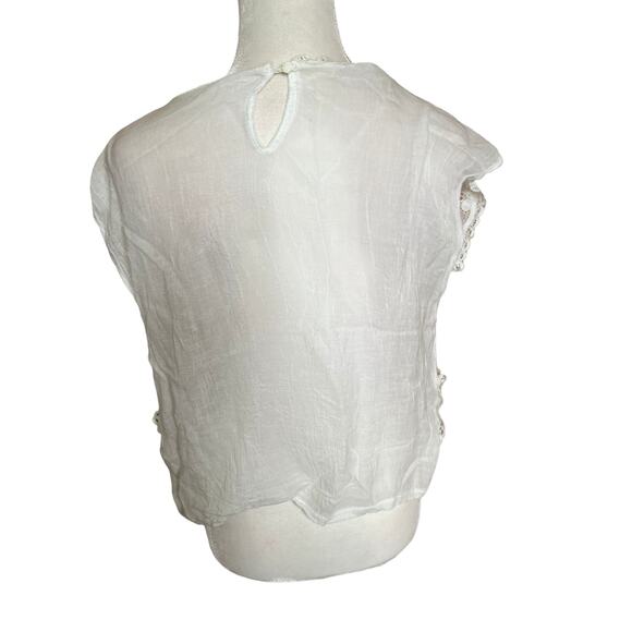 Victoria lane by bonnie aldman women lace crochet ivory white blouse cup sleeve - Picture 6 of 11